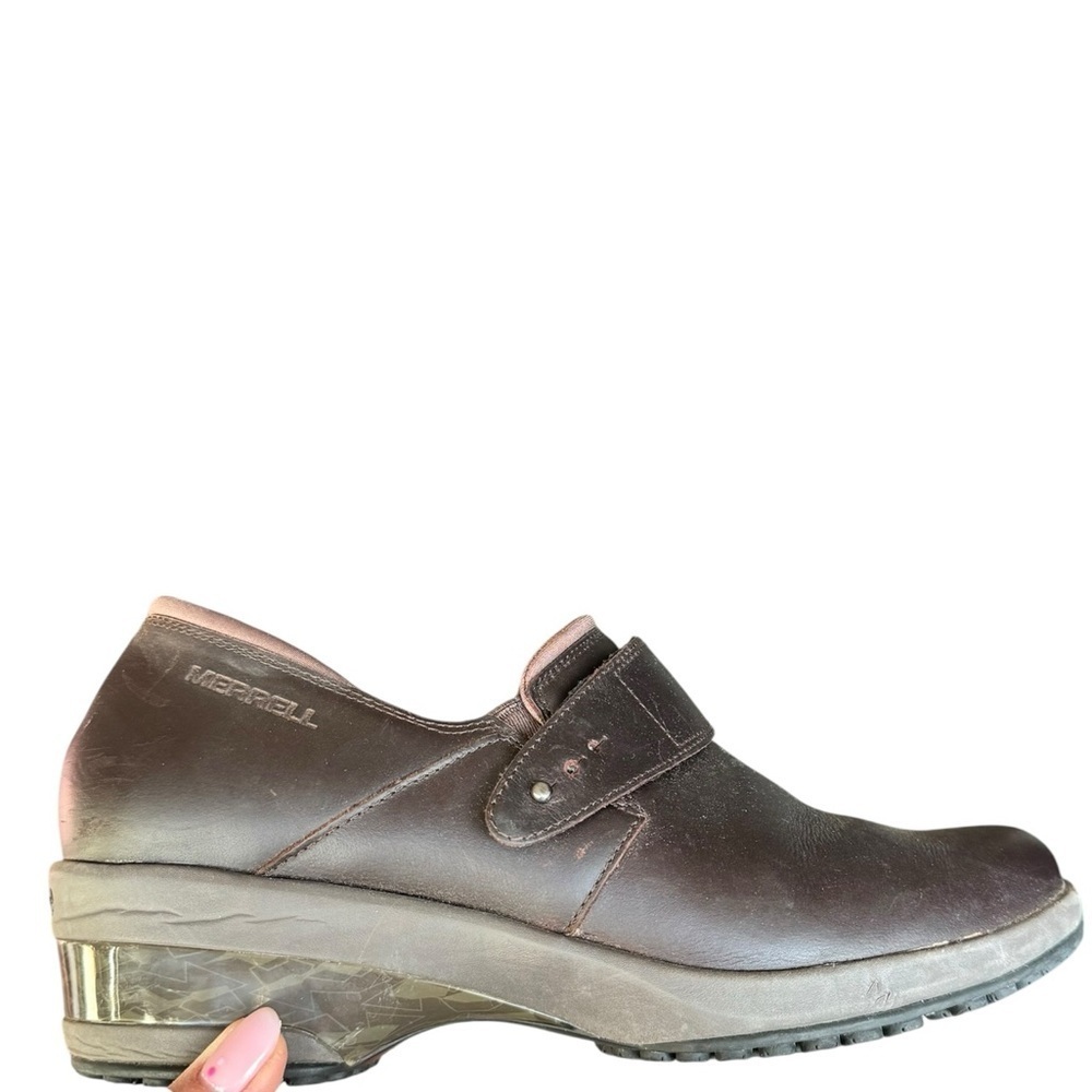 Merrell Pro ComfortBase Air Cushion+ Brown Leather Clogs 8.5 Slip Resistant Work